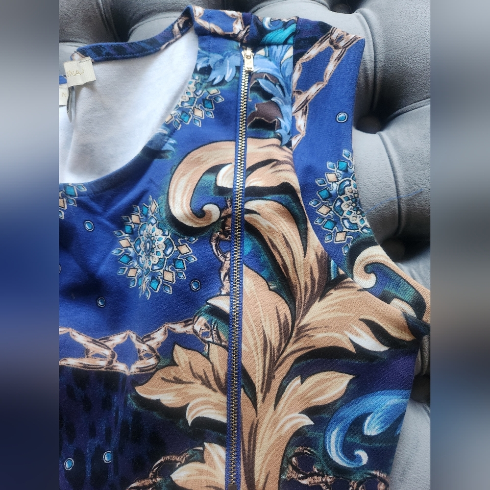 Nicki Minaj Blue and Gold Patterned Mini Dress - Picture 6 of 6
